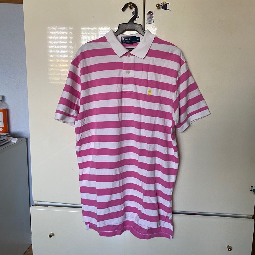 Pink and white rugby Ralph Lauren shirt